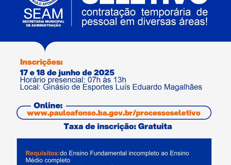 Processo Seletivo Simplificado SEAM 2025: Inscrições Dias 17 e 18 de Junho