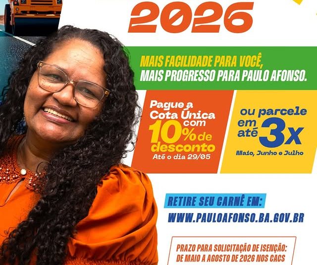 IPTU 2026: regularize seu imóvel e contribua com o desenvolvimento de Paulo Afonso