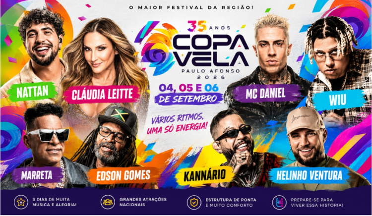 Prefeitura anuncia primeiras atrações da Copa Vela 2026 e aumenta a expectativa para a maior festival da região