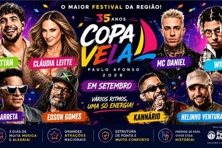 Prefeitura anuncia primeiras atrações da Copa Vela 2026 e aumenta a expectativa para a maior festival da região