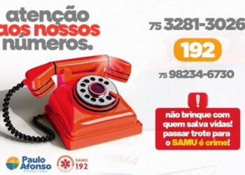 Prefeitura de Paulo Afonso ATENÇÃO: SAMU de Paulo Afonso atualiza número de WhatsApp para atendimento de urgência